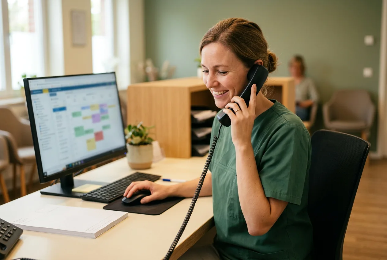 Praxisteam bei der telefonischen Terminplanung